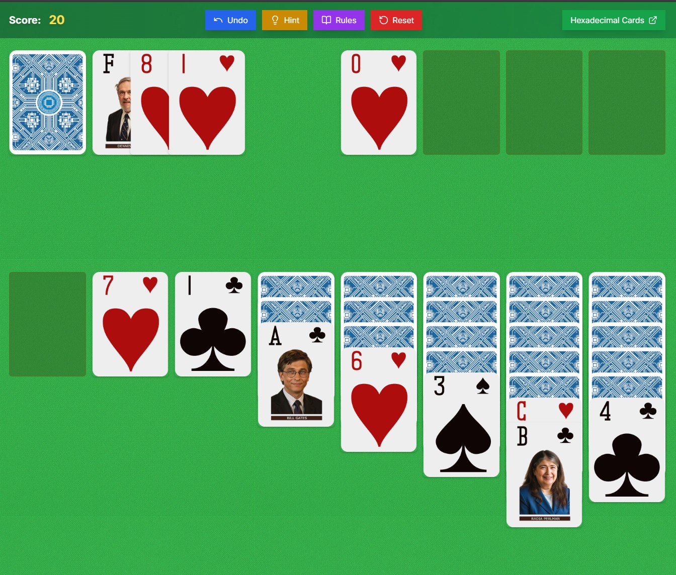 Hexadecimal Solitaire